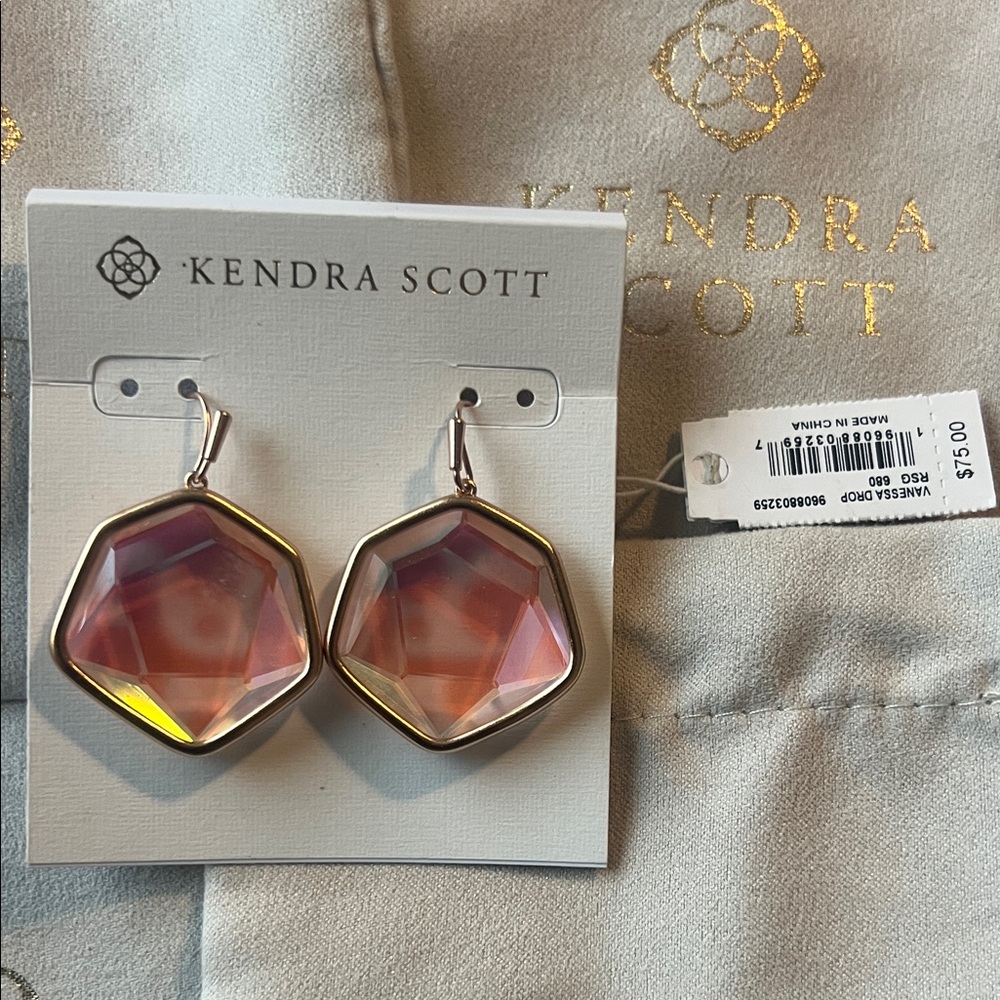 Kendra Scott Vanessa Drop Rose Gold and Dichroic Earrings